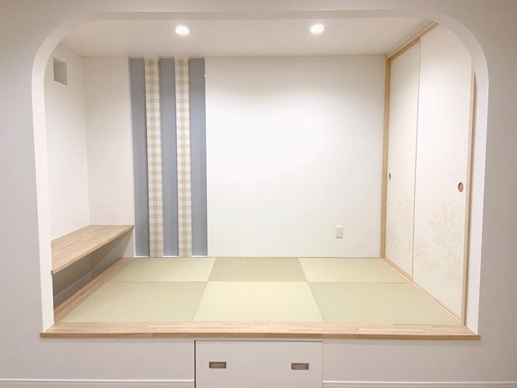 白×チェックを取り入れて北欧テイストな和室に